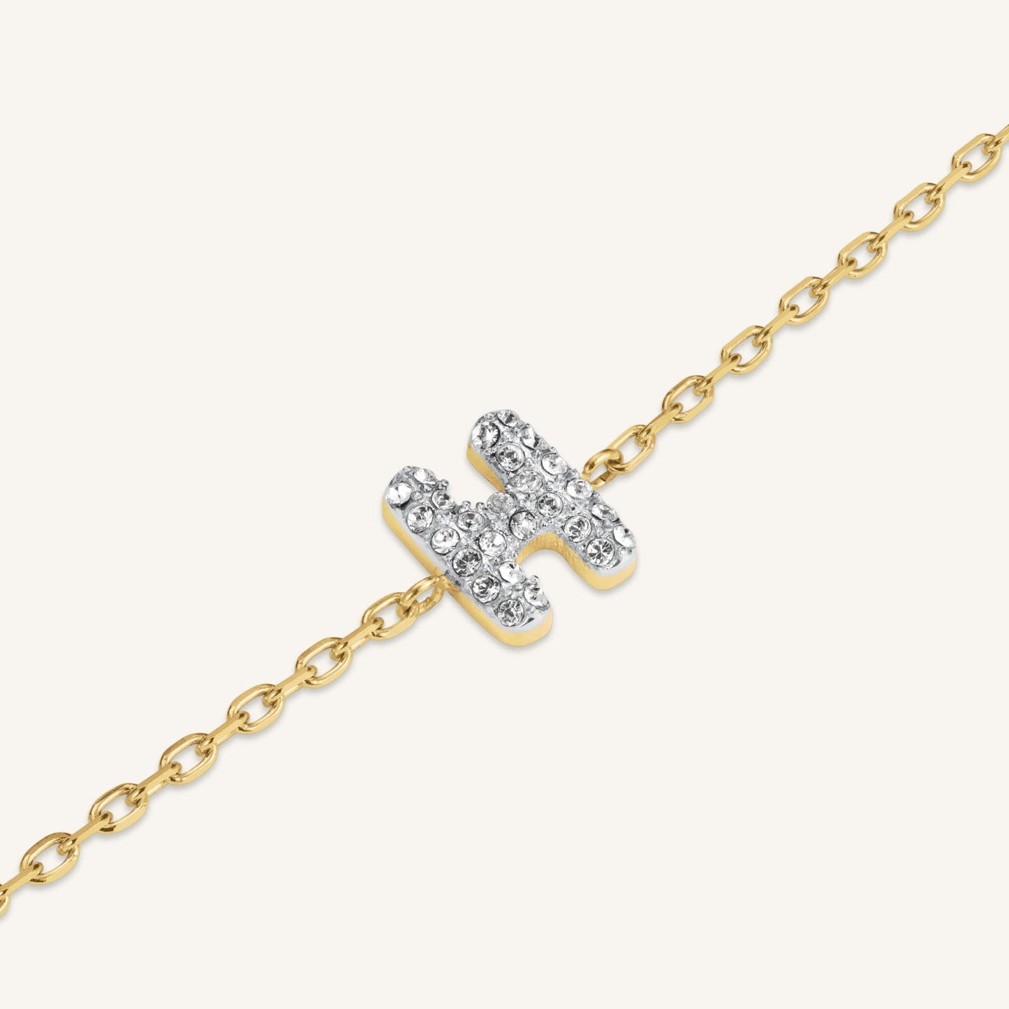 Bracelet lettre H avec cristaux