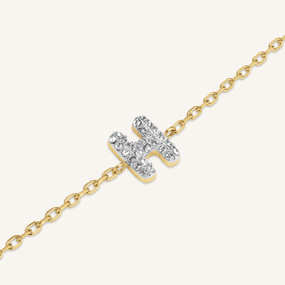 Bracelet lettre H avec cristaux
