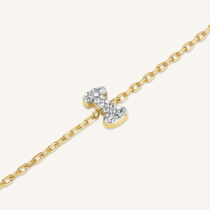 Bracelet lettre I avec cristaux