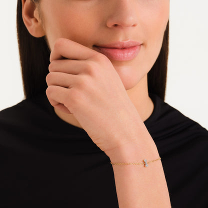 Bracelet lettre I avec cristaux