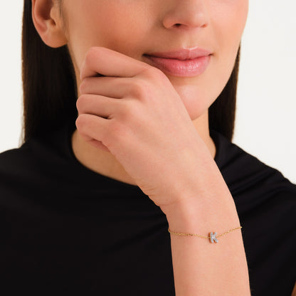 Bracelet lettre K avec cristaux