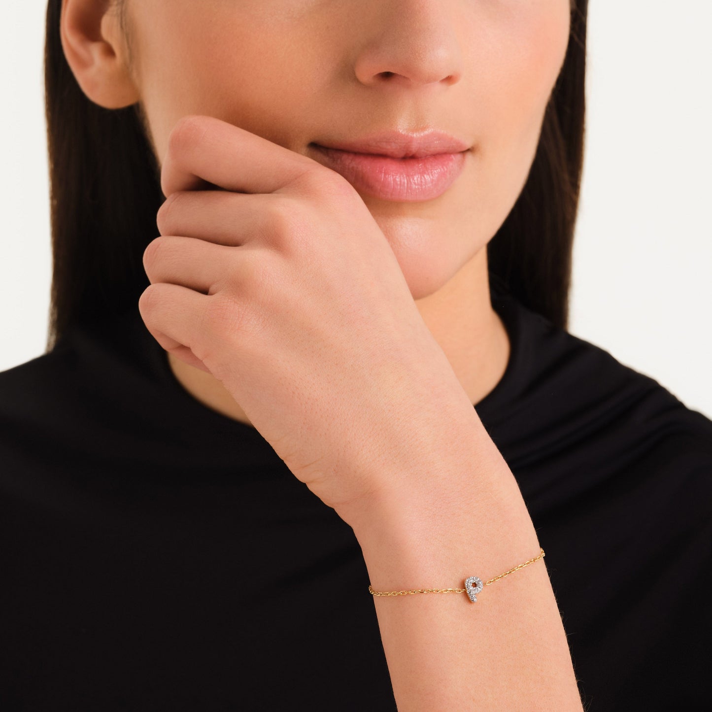 Bracelet lettre P avec cristaux