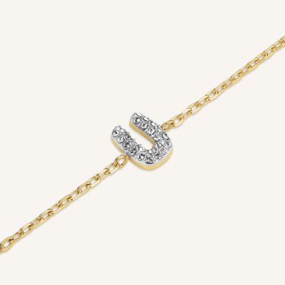 Bracelet lettre U avec cristaux