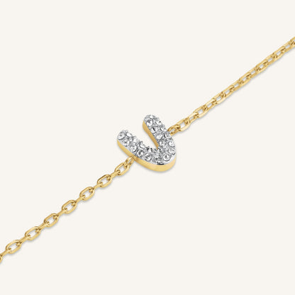 Bracelet lettre V avec cristaux