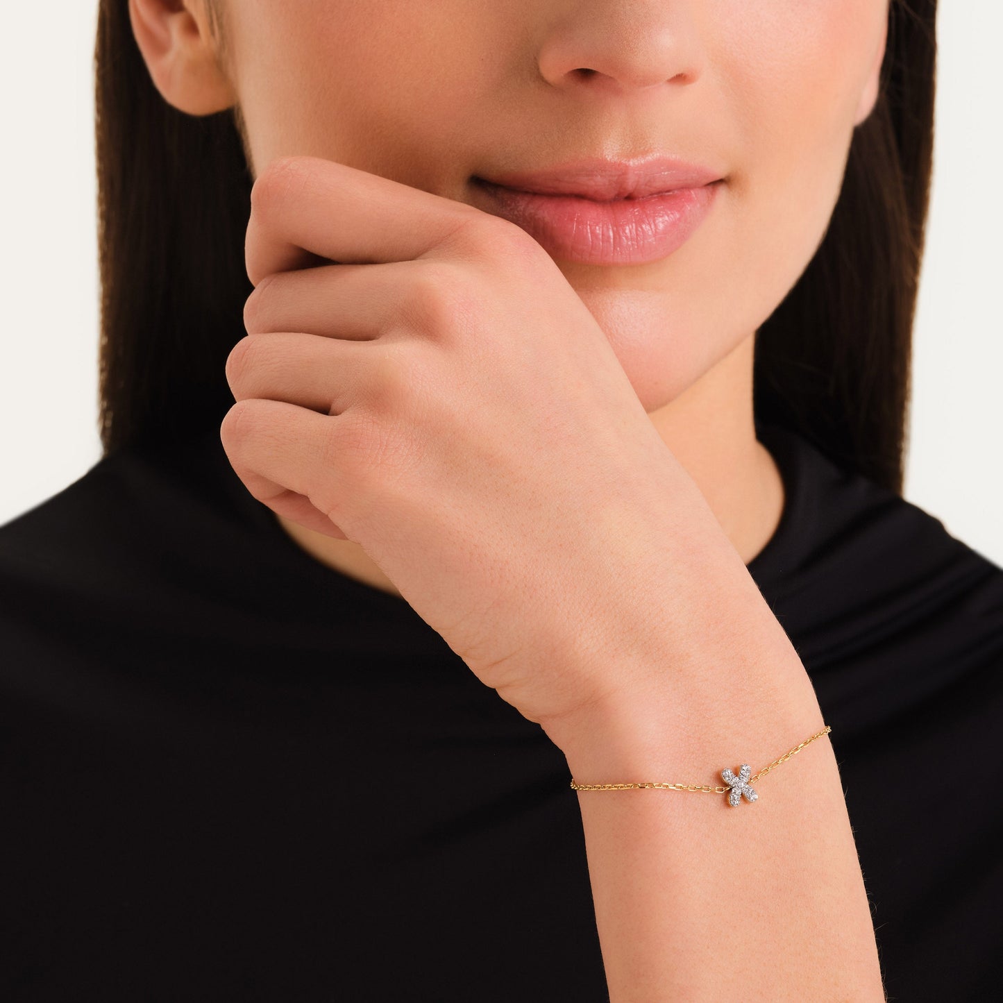 Bracelet lettre X avec cristaux