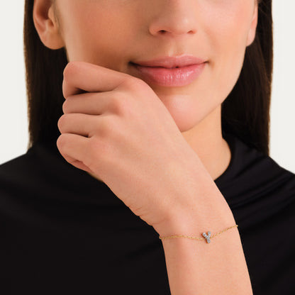 Bracelet lettre Y avec cristaux