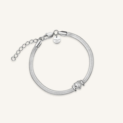 Bracelet Chaîne Serpend Et Cœur Argent