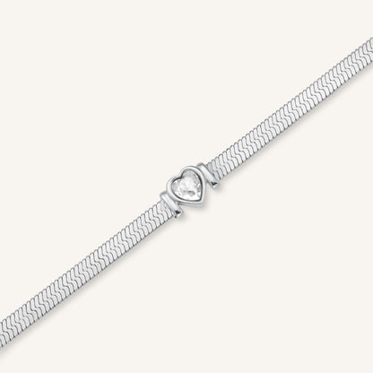 Bracelet Chaîne Serpend Et Cœur Argent