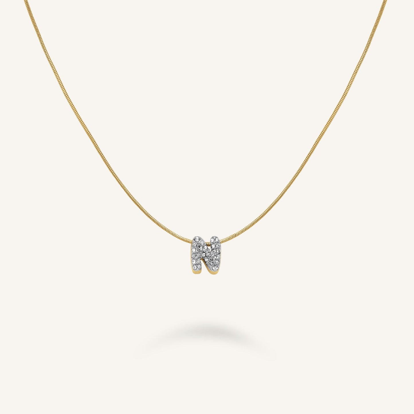 Collier lettre N avec cristaux