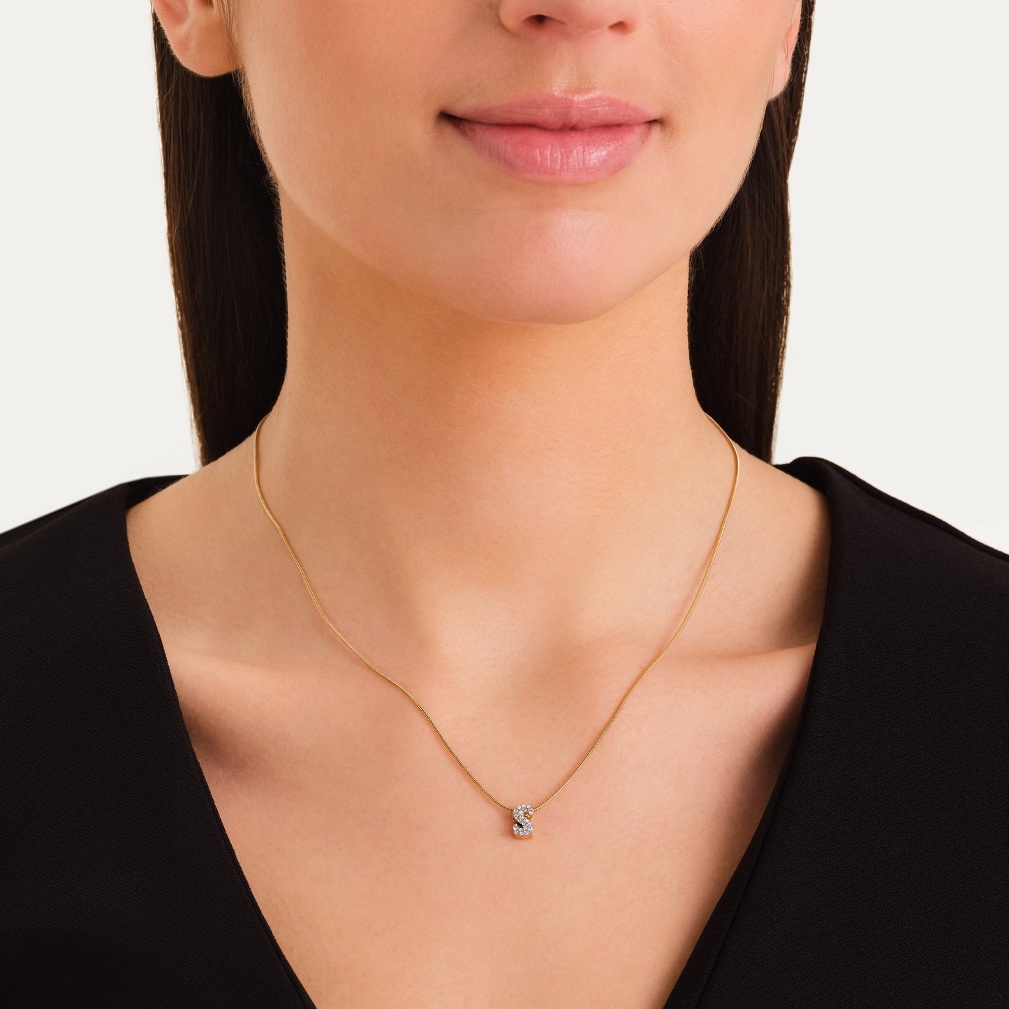 Collier lettre S avec cristaux