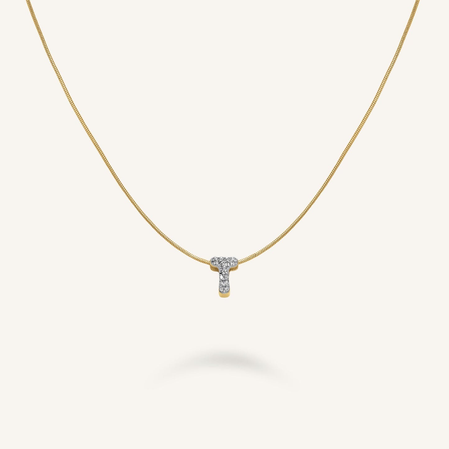 Collier lettre T avec cristaux