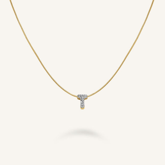 Collier lettre T avec cristaux