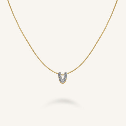 Collier lettre V avec cristaux