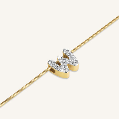 Collier lettre W avec cristaux