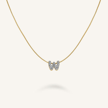 Collier lettre W avec cristaux