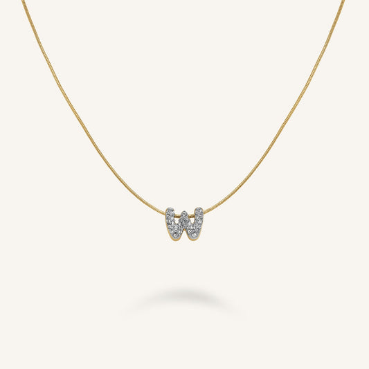 Collier lettre W avec cristaux
