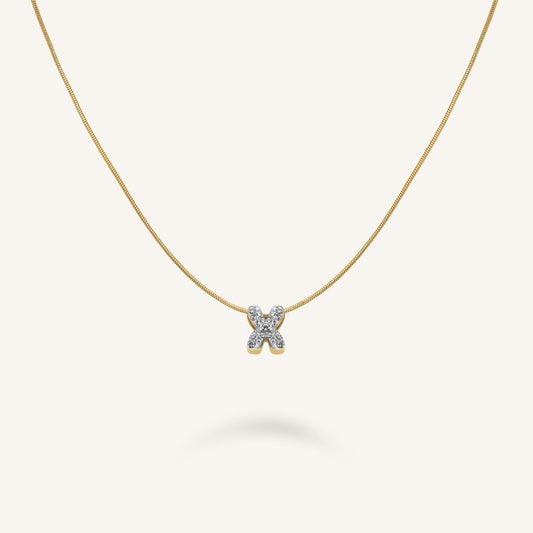Collier lettre X avec cristaux