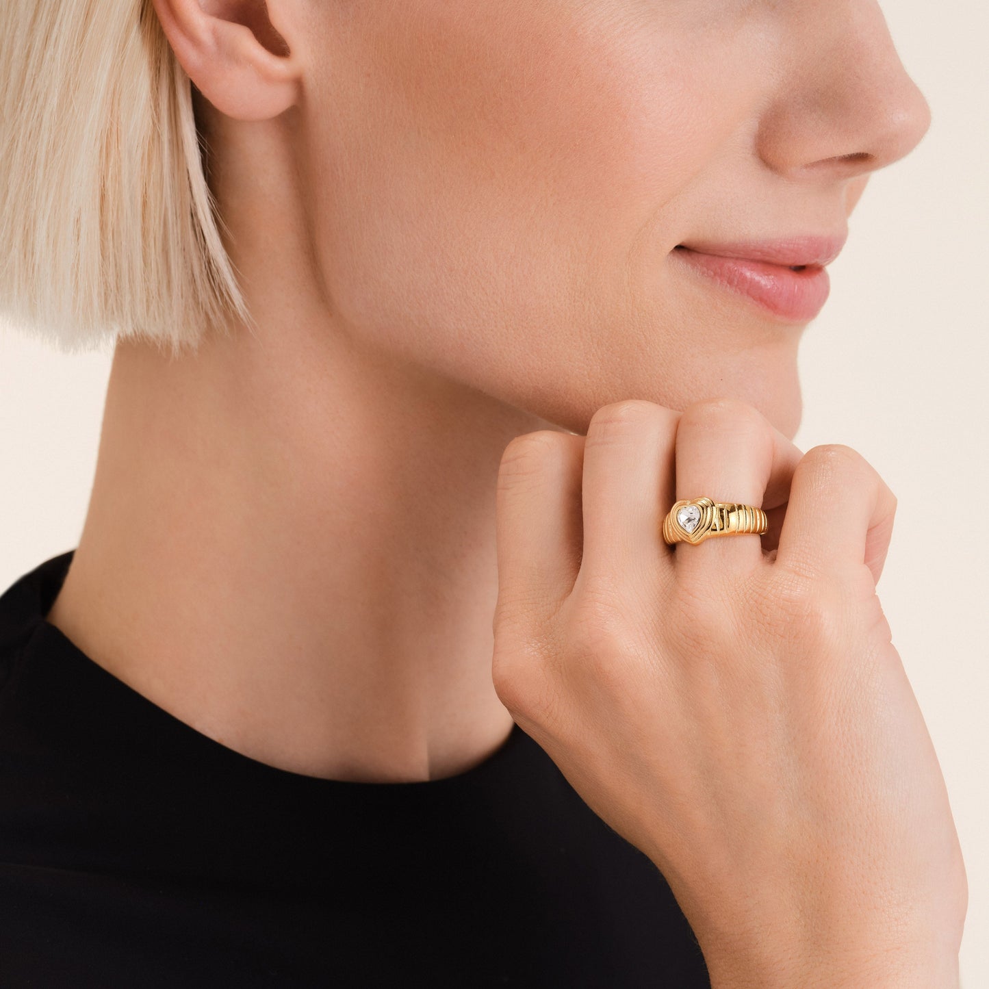 Bague Striée Cœur